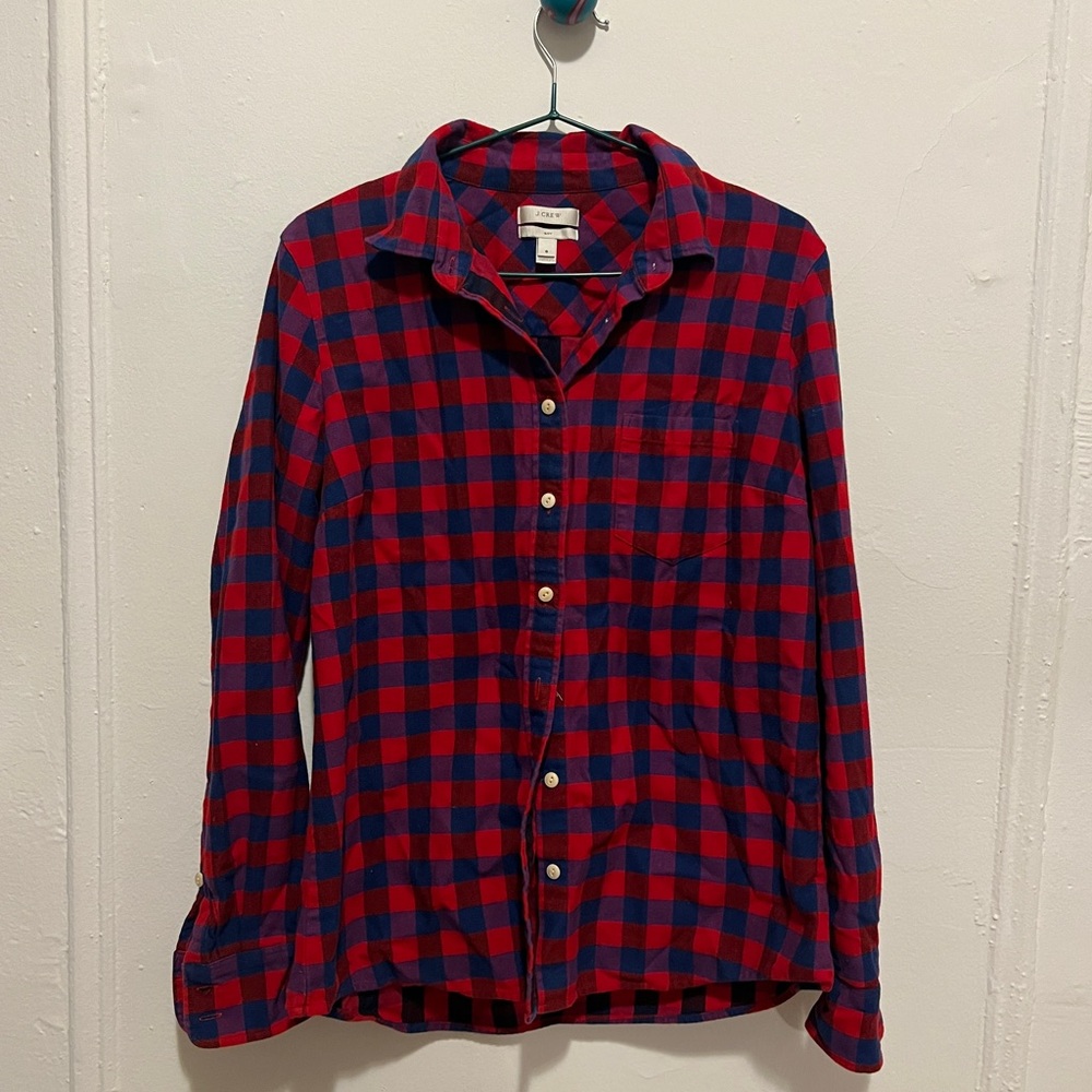 Jcrew red blue boy fit flannel